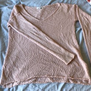 Aritzia-Talula V-Neck Baby Pink Sweater